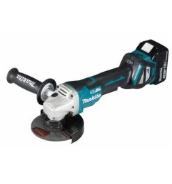 Makita Akku-Winkelschleifer 18V, 125 Mm, Paddelschalter, Akku, Ladegerät, Zubehör, MAKPAC Gr. 3