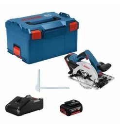 Bosch Akku-Kreissäge GKS 18V-57 G, Mit 2 X 4.0 Ah Li-Ion Akku, Ladegerät, 1 X Kreissägeblatt, L-BOXX
