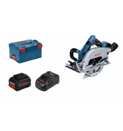 Bosch Akku-Kreissäge GKS 18V-70 L, Incl. 2 Akku, Schnellladegerät, Zubehör, L-BOXX