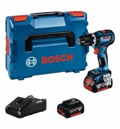Bosch Akku-Schlagbohrschrauber GSB 18V-90 C, 2 Akku GBA 18V 5.0Ah, Ladegerät Und L-BOXX