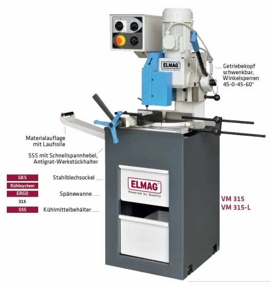 ELMAG Metall-Kreissägemaschine VM 315-L, 17/34 Upm, Inkl. Späneräumer, Zahnteilung T 6 4 ELMAG Metall-Kreissägemaschine VM 315-L, 17/34 Upm, Inkl. Späneräumer, Zahnteilung T 6 – Bild 2