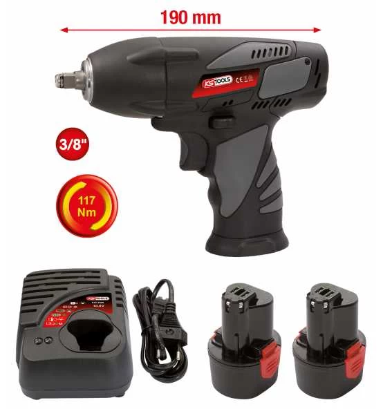 KS Tools 3/8'' Akku-Schlag-Schrauber, 117 Nm, 1.870 U/min, Mit 2 Akkus Und 1 Ladegerät 4 KS Tools 3/8'' Akku-Schlag-Schrauber, 117 Nm, 1.870 U/min, Mit 2 Akkus Und 1 Ladegerät – Bild 2